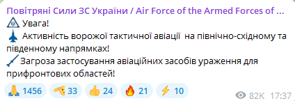 Увечері 19 січня 2025 року зафіксували активність ворожої тактичної авіації