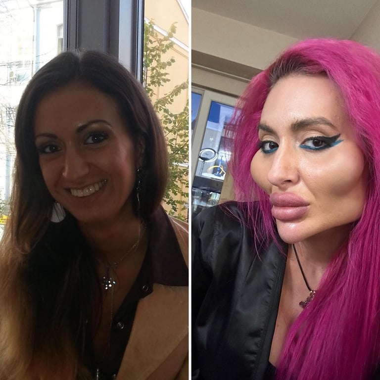 Настя Покрещук до пластика и после