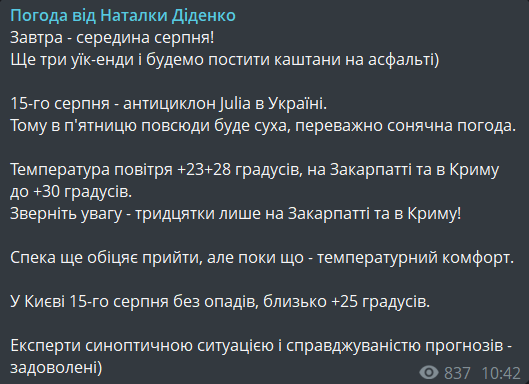 Погода в Україні 15 серпня