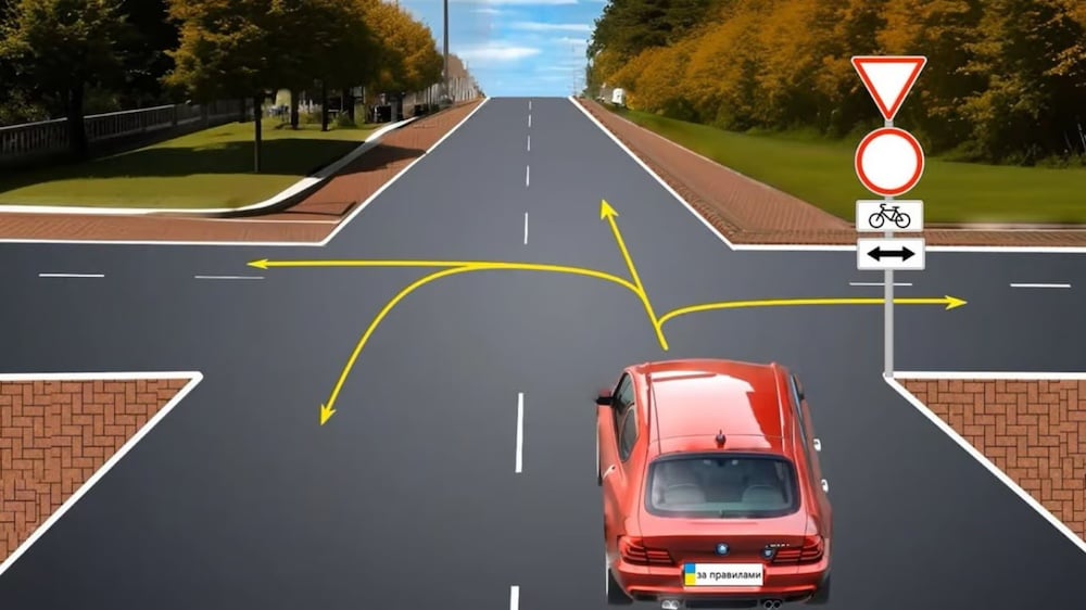 Тест з ПДР: куди дозволений рух на перехресті?