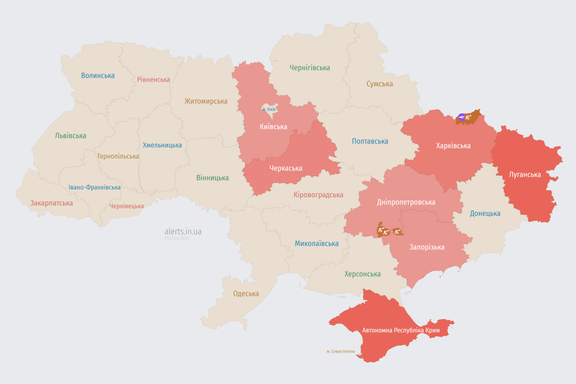 Утренняя атака России на Украину 27 июля