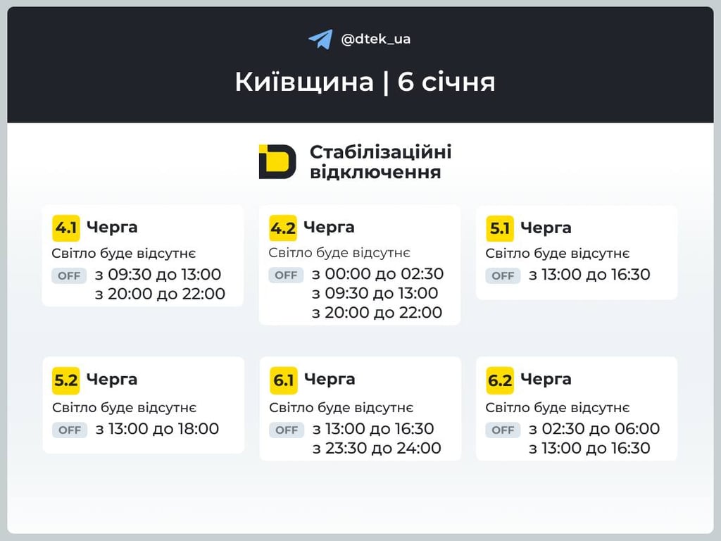 Графіки відключення ДТЕК