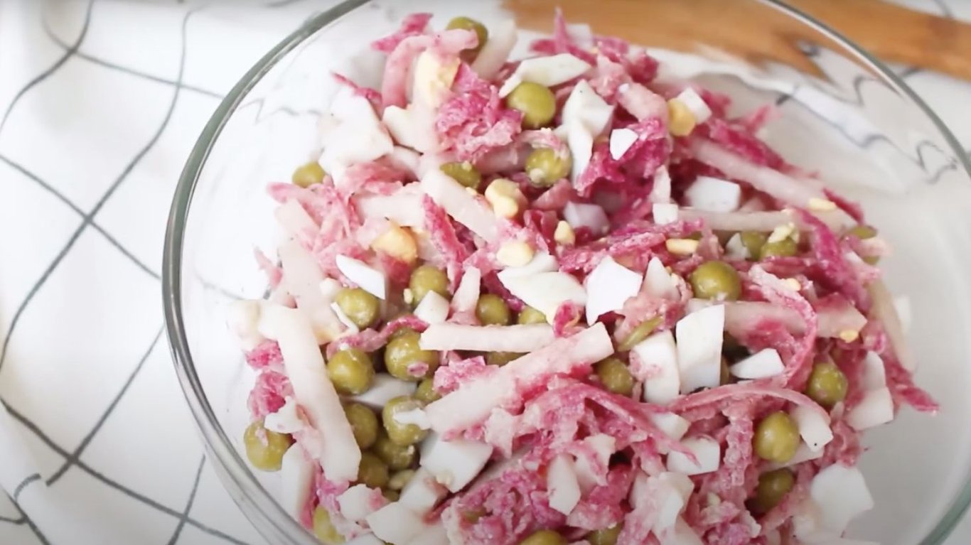 редис с дайконом и горошком