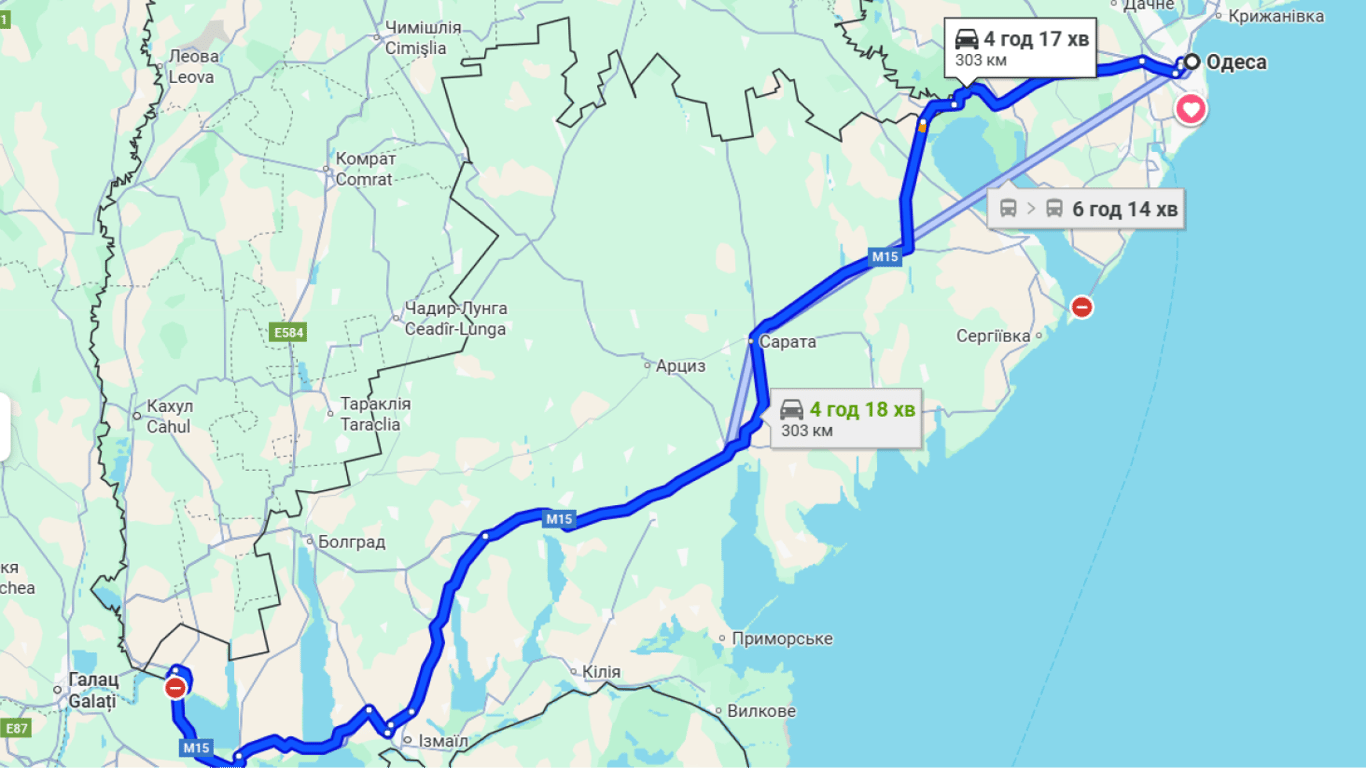 Затори на трасі Одеса-Рені