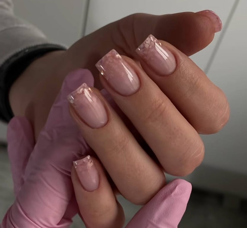 Manicure with glitter in a top