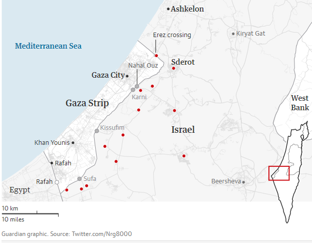 Карта боевых действий в Израиле