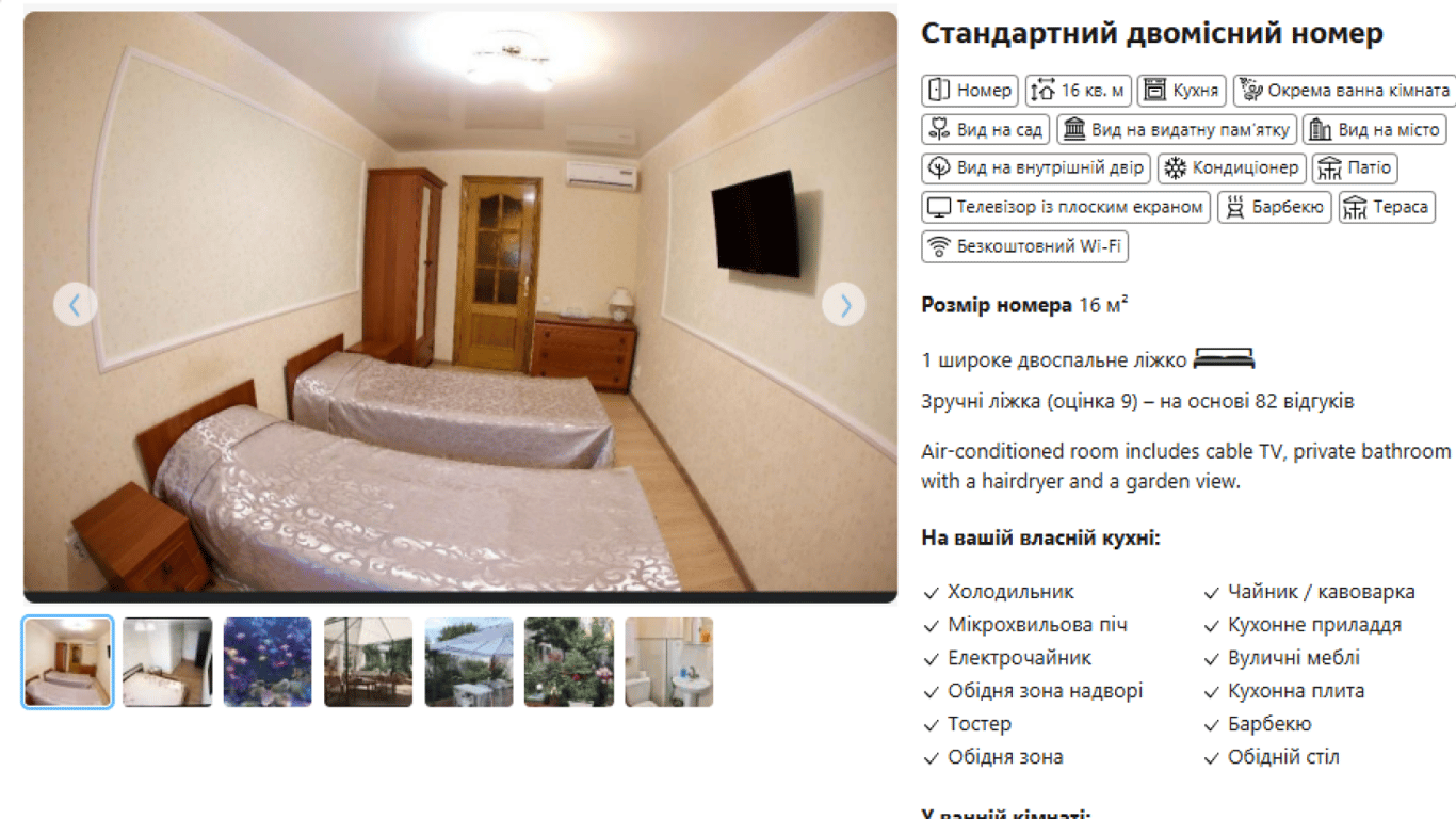 Стандартний двомісний номер в Villari Odessa. Фото: скріншот Booking.com