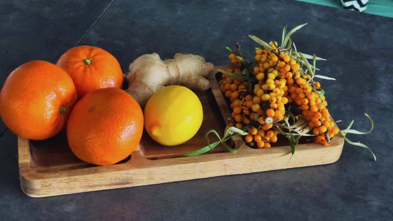 чай з обліпихи в кубиках з мандарином і лимоном