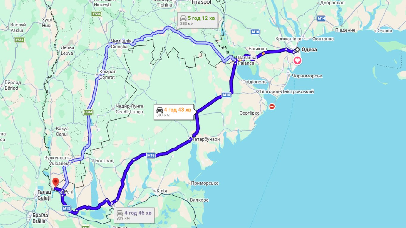 Затори на трасі Одеса-Рені