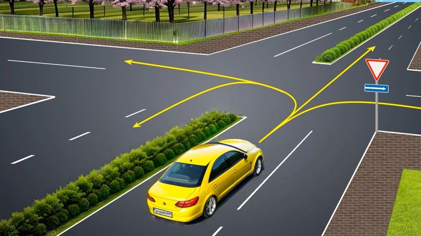 Сложный тест по ПДД: какие направления движения разрешены водителю автомобиля