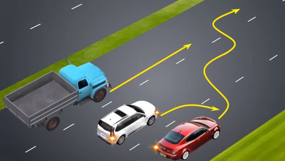 Динамическая ситуация на дороге — кому должен уступить водитель красного авто - фото 1