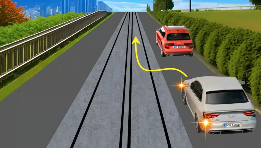 Тест з ПДР: чи дозволено випередження колією?