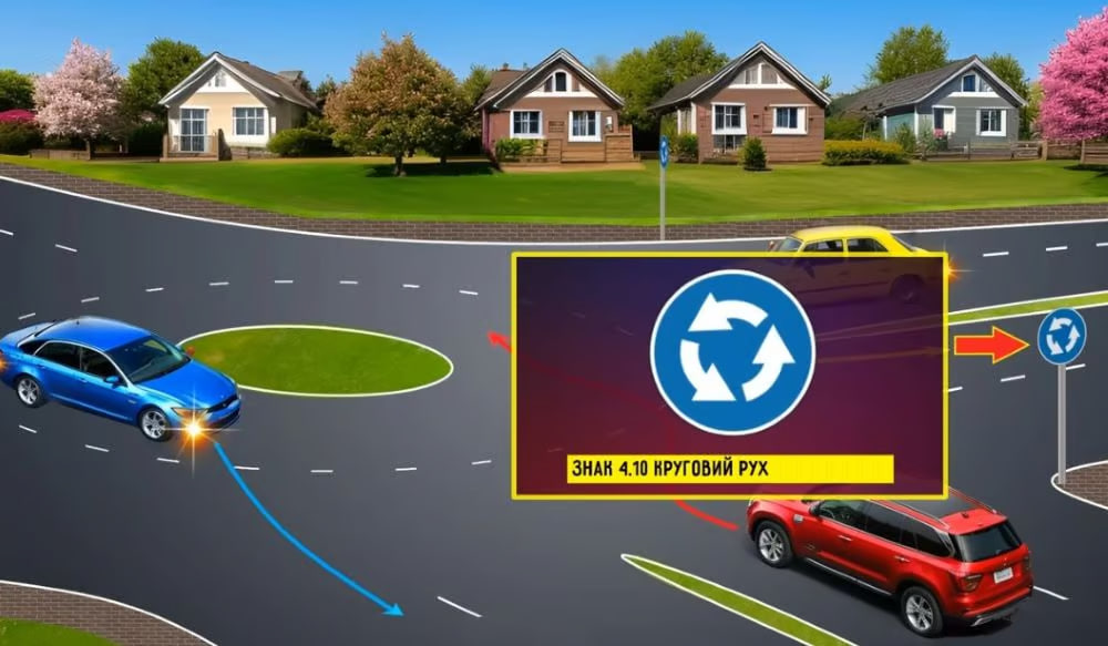 Дорожній знак 4.10 "Круговий рух".