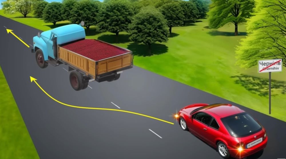 Непростой ПДД тест - как предупредить водителя грузовика - фото 1
