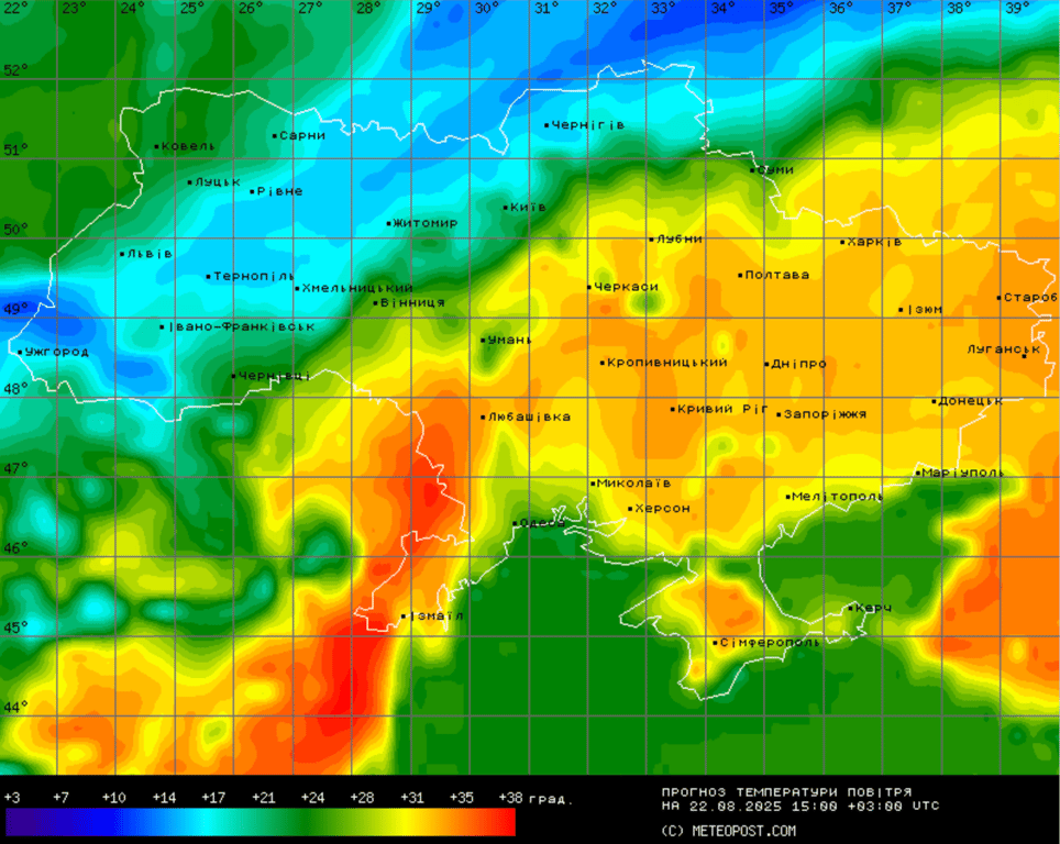 Прогноз погоди в Україні на 22 серпня