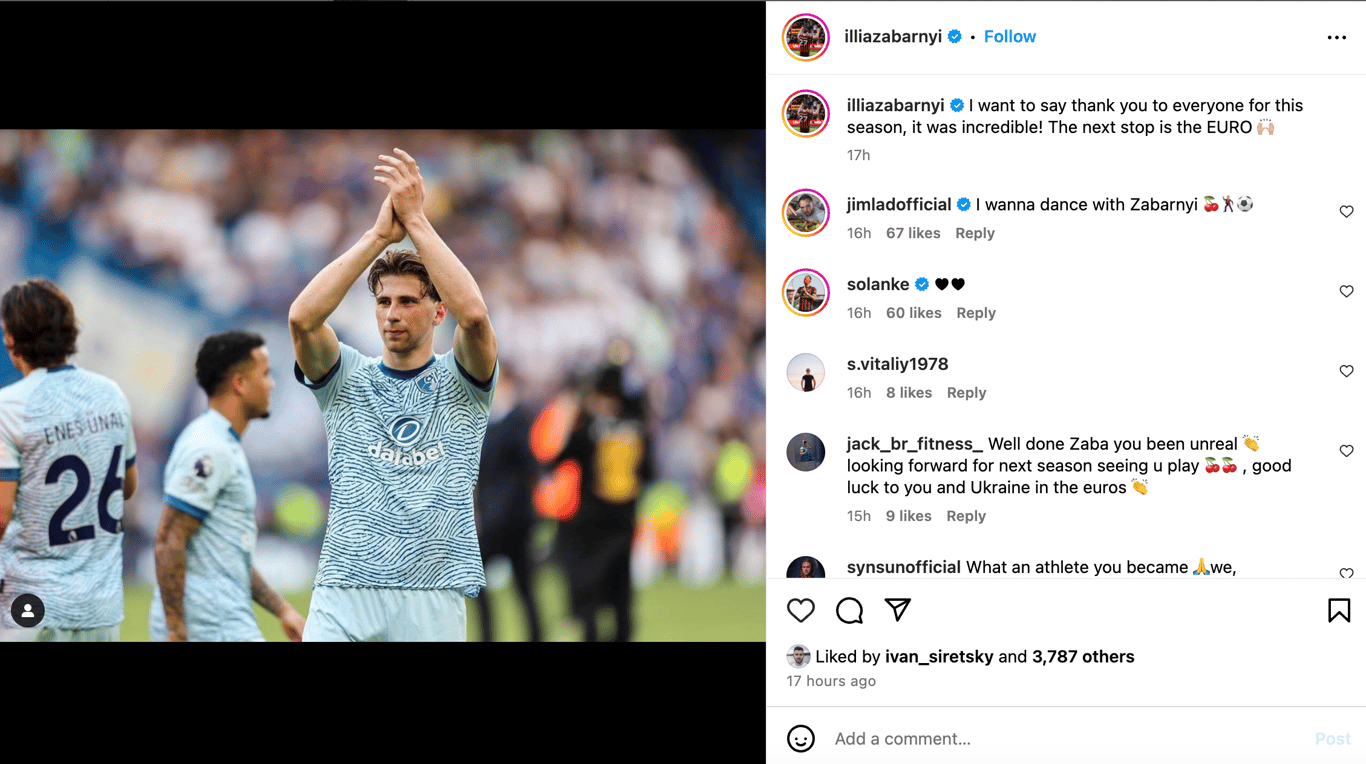 Скріншот допису Забарного