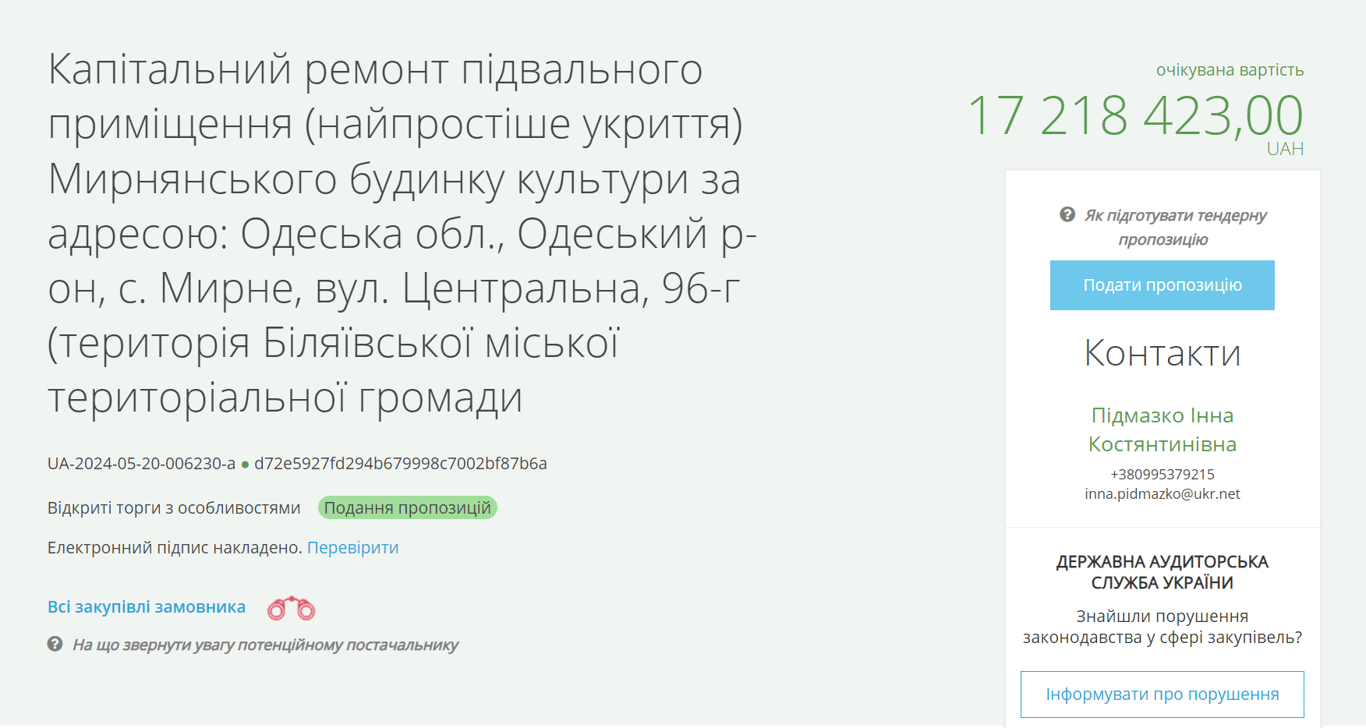 Ремонт укриття за 17 мільйонів