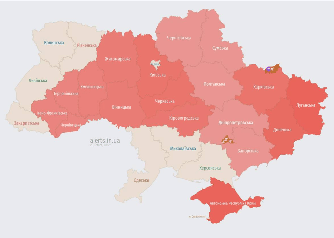 Воздушная тревога ночью 20 сентября