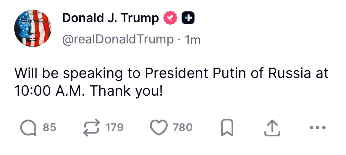 Trump on his conversation with Putin