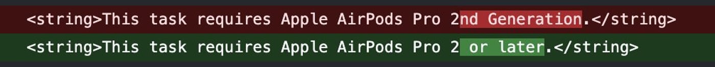 The code line for AirPods Pro 3