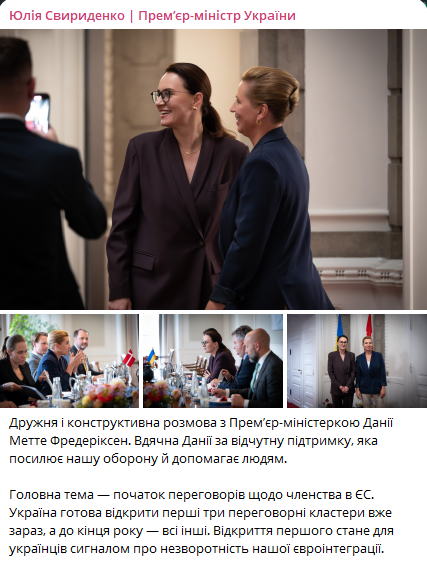 "Данська модель" має стати гарантією безпеки України — Свириденко - фото 1