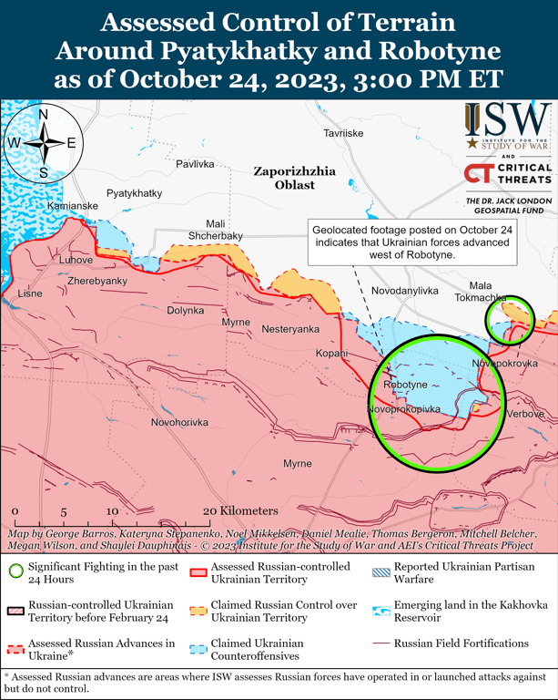 Карта бойових дій на Запорізькому напрямку від ISW