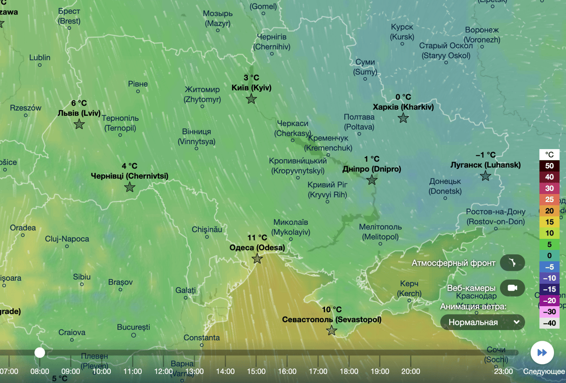 Карта температур