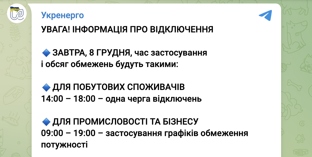 Графики отключения