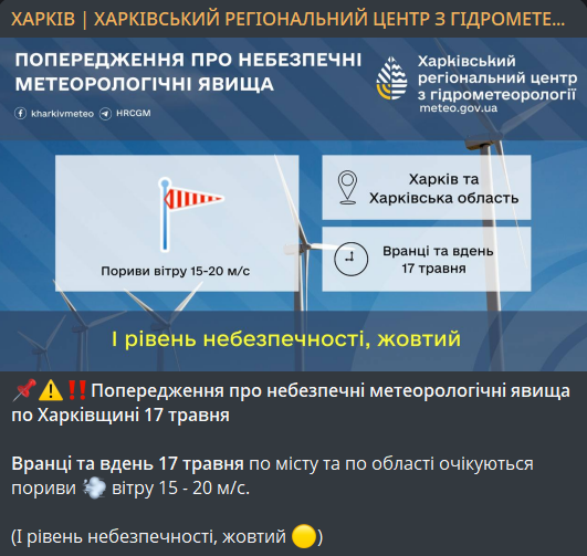 Прогноз погоди в Харкові 17 травня