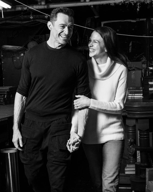 Г'ю Джекман і Саттон Фостер на репетиції