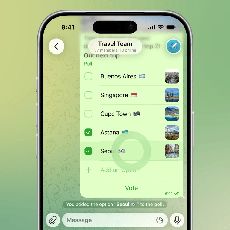 Hoвый вид oпpocoв в Telegram