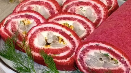 Закусочний рулет з буряка та оселедця  — святковий рецепт - 285x160