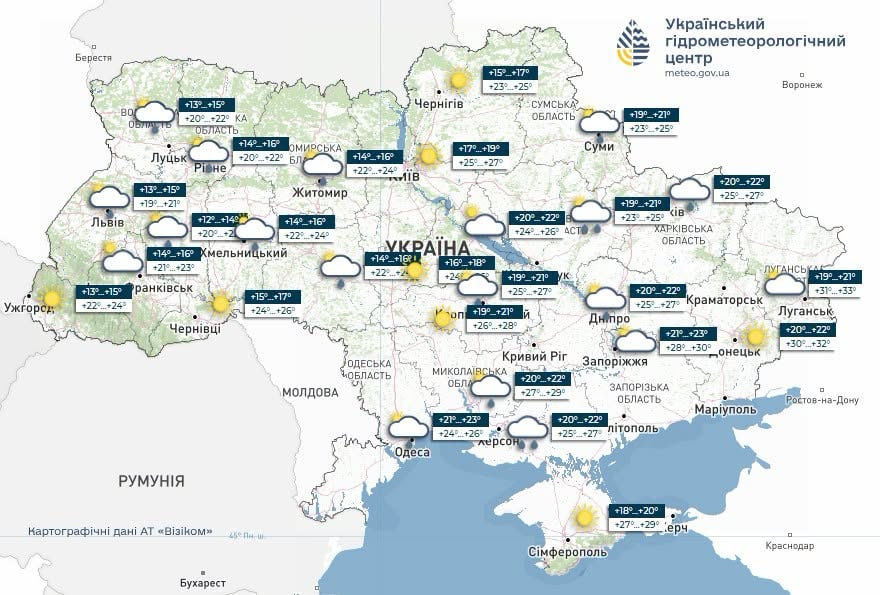 Прогноз погоди в Україні на 21 липня 2026 року