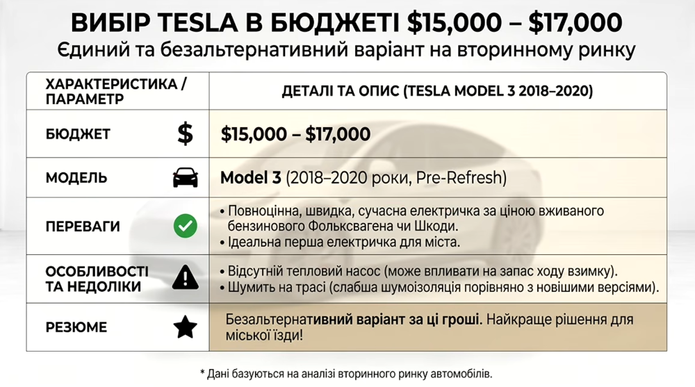 Переваги Tesla Model 3 (2018-2020)