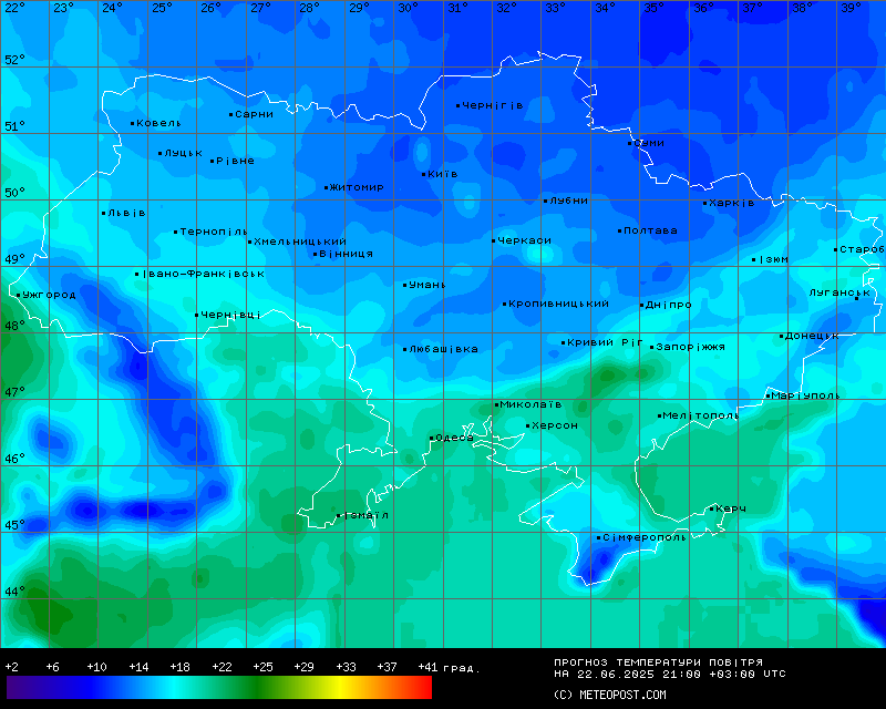 Температури в Україні 22 червня 2025 року