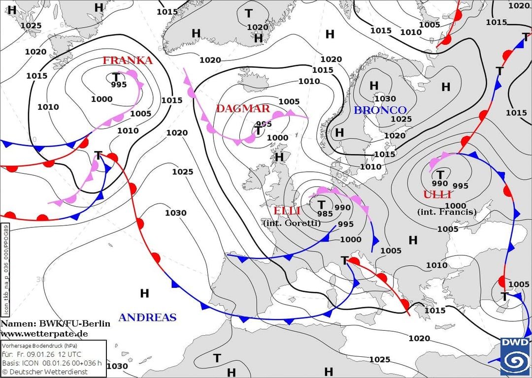 Карта приземного атмосферного давления