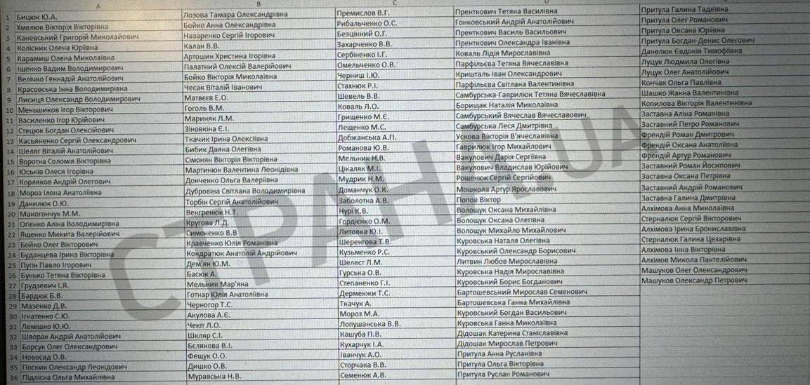 Список имен блогеров, которых проверят. Фото: Страна.UA