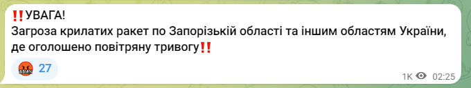 Загроза ракетних ударів в Україні вночі 1 червня