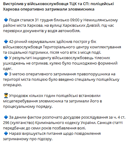 У Харкові чоловік вистрілив у військовослужбовця ТЦК — що відомо - фото 1