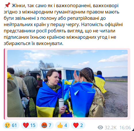 Скільки українських жінок у російському полоні