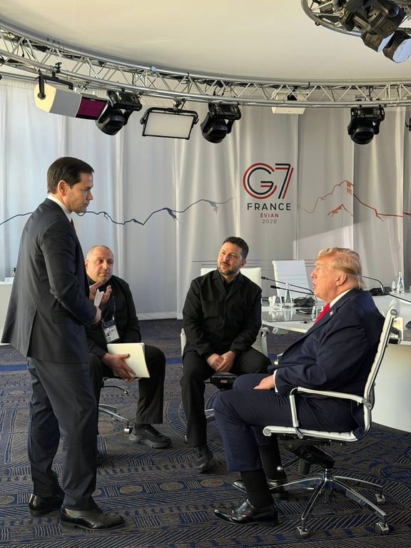 Зеленский показал кадры разговора с Трампом на саммите G7 - фото 2