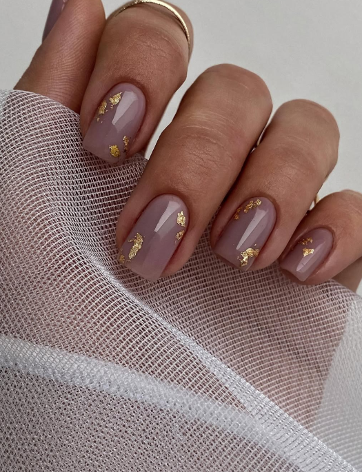 Gold foils nail design ideas