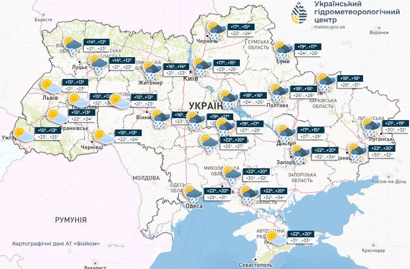 Прогноз погоди в Україні на 29 липня