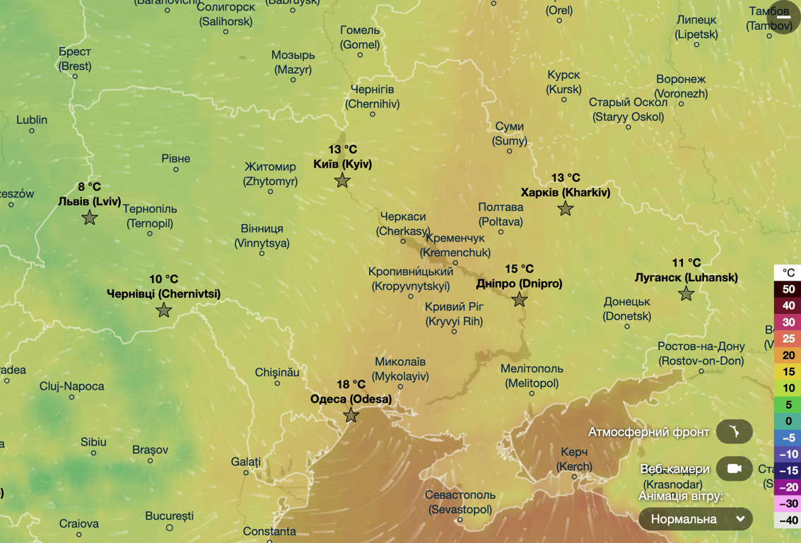 Температура повітря в Україні 7 жовтня