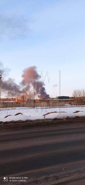 Пожар на нефтебазе в Рязани