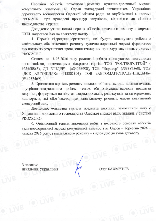 Ремонт доріг в Одесі