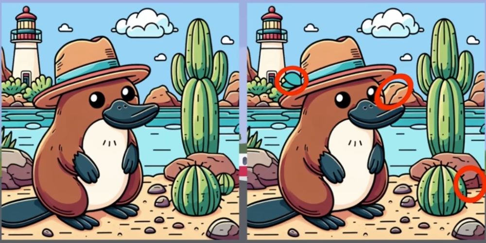 Весела головоломка — знайдіть три відмінності на малюнку з качкодзьобом - фото 2