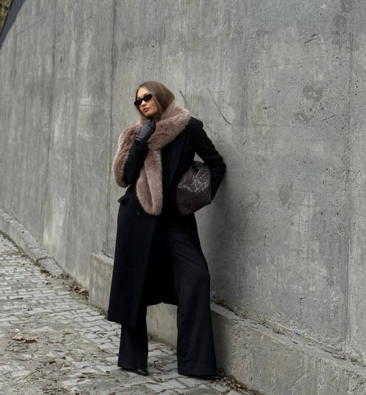 З хутряним шарфом образ стає елегантним