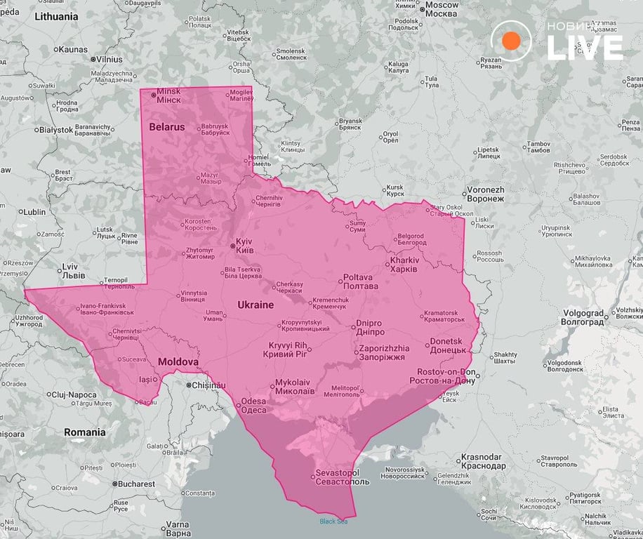 Comparison of the size of the state of Texas with the size of Ukraine. Photo: screenshot from maps — photo 1