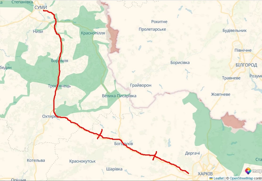 Траса між Харковом та Сумами